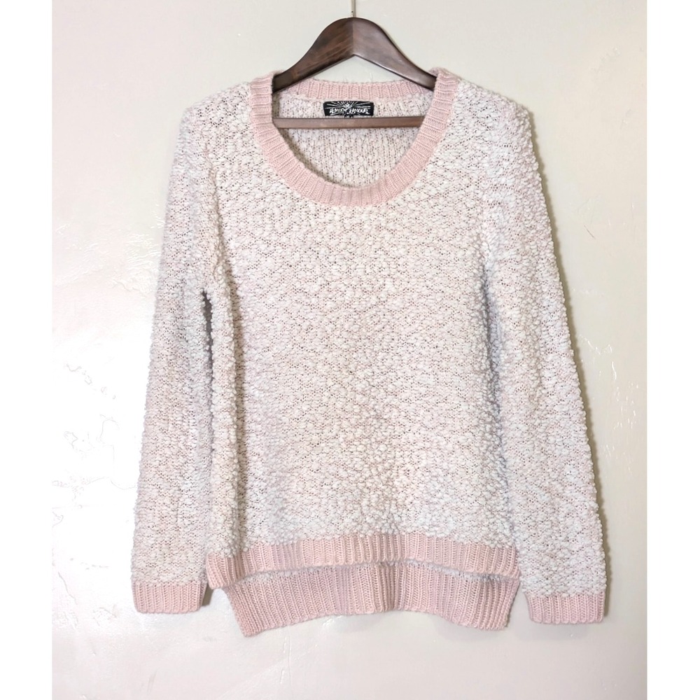 Almost Famous Women Pink Pullover Sweater XL Slub‎ Textured Knit Cozy Loose Knit